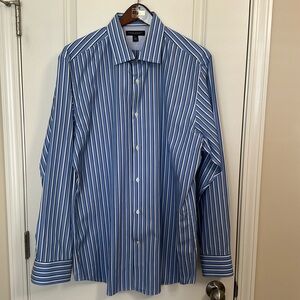 Banana Republic Men’s Slim Fit Non-Iron Navy/Black/White stripe Dress shirt XL